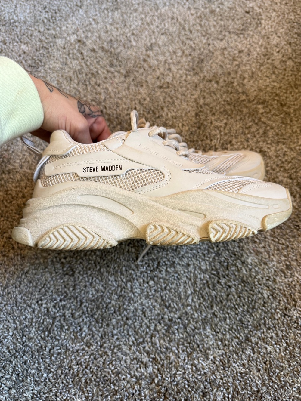 Steve Madden Cream Platform Athletic Sneakers